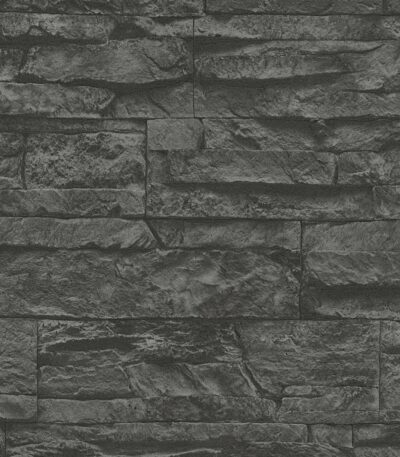 Black non-woven vinyl wallpaper with offset pattern