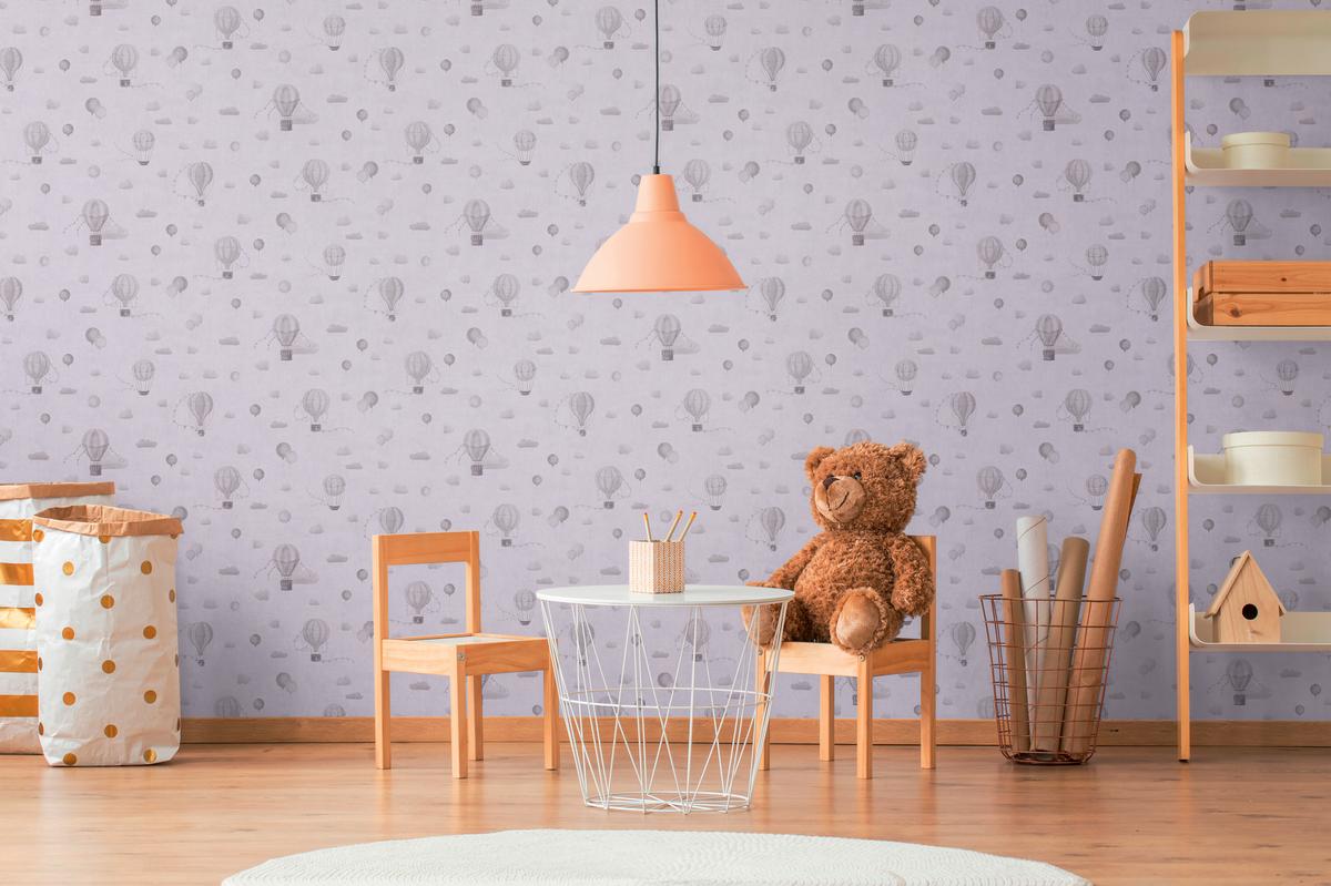 770772_1 Gray non-woven vinyl wallpaper with modern pattern