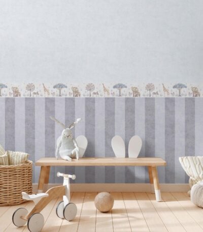 Gray non-woven vinyl wallpaper with modern pattern
