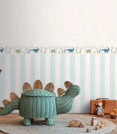 Blue non-woven vinyl wallpaper with elegant pattern