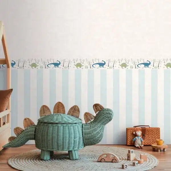 Blue non-woven vinyl wallpaper with elegant pattern