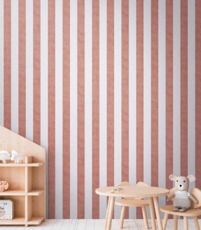 Red non-woven vinyl wallpaper with bold pattern