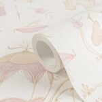 Vinyl beige non-woven wallpaper with elegant straight match