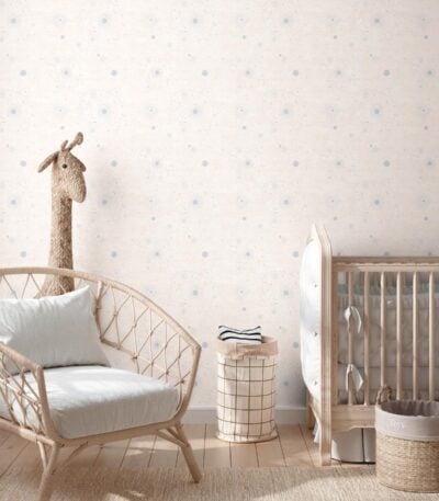 Beige non-woven wallpaper with vinyl surface