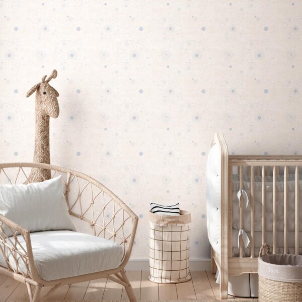 Beige non-woven wallpaper with vinyl surface