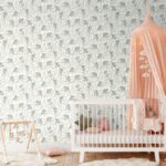 Beige non-woven wallpaper with vinyl surface