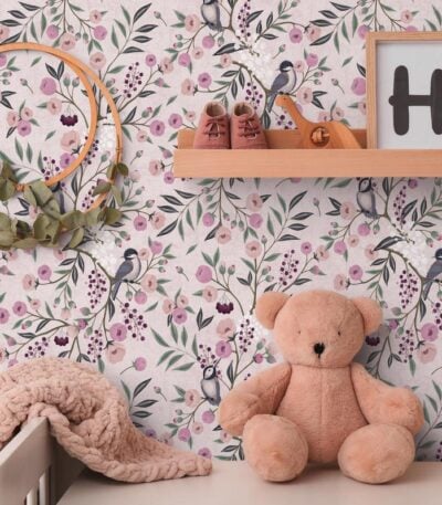 Colorful non-woven vinyl wallpaper with vibrant pattern