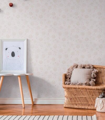 Beige non-woven vinyl wallpaper with straight match