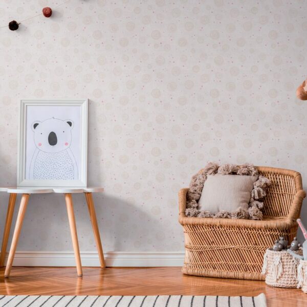 Beige non-woven vinyl wallpaper with straight match