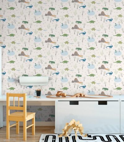 Colorful non-woven vinyl wallpaper with vibrant pattern