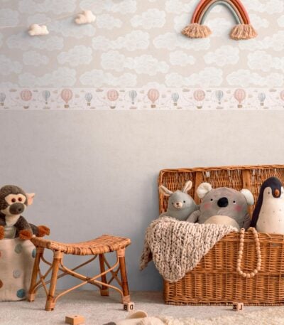 Beige non-woven vinyl wallpaper with subtle pattern