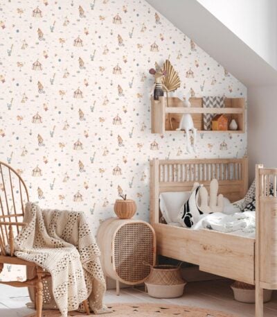 Colorful non-woven vinyl wallpaper with vibrant pattern