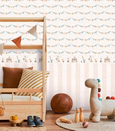 Colorful non-woven vinyl wallpaper with straight match