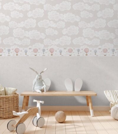 Beige non-woven vinyl wallpaper with subtle pattern