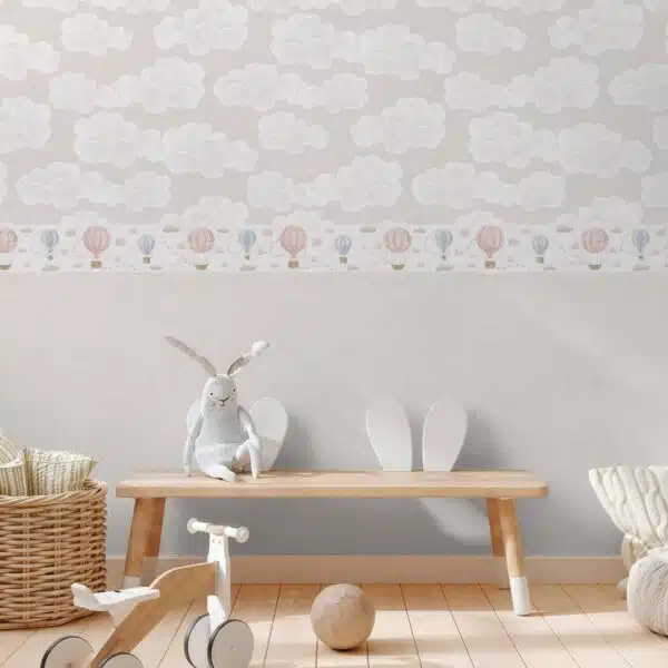 Beige non-woven vinyl wallpaper with subtle pattern