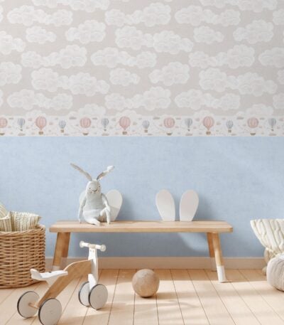 Blue non-woven vinyl wallpaper with elegant pattern