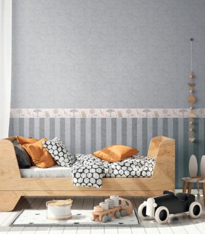 Gray non-woven vinyl wallpaper with subtle pattern