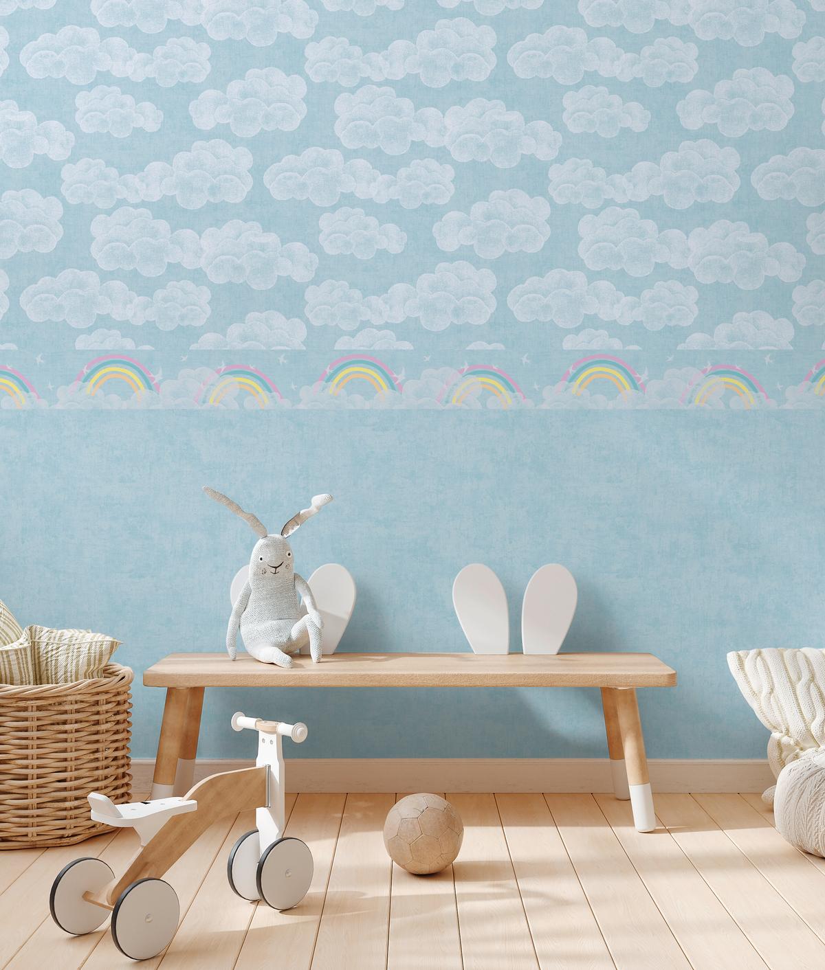 771789_1 Blue non-woven vinyl wallpaper with elegant pattern