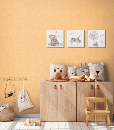 Yellow non-woven vinyl wallpaper with vibrant design