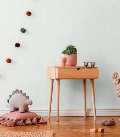 Light grey non-woven vinyl wallpaper with subtle pattern