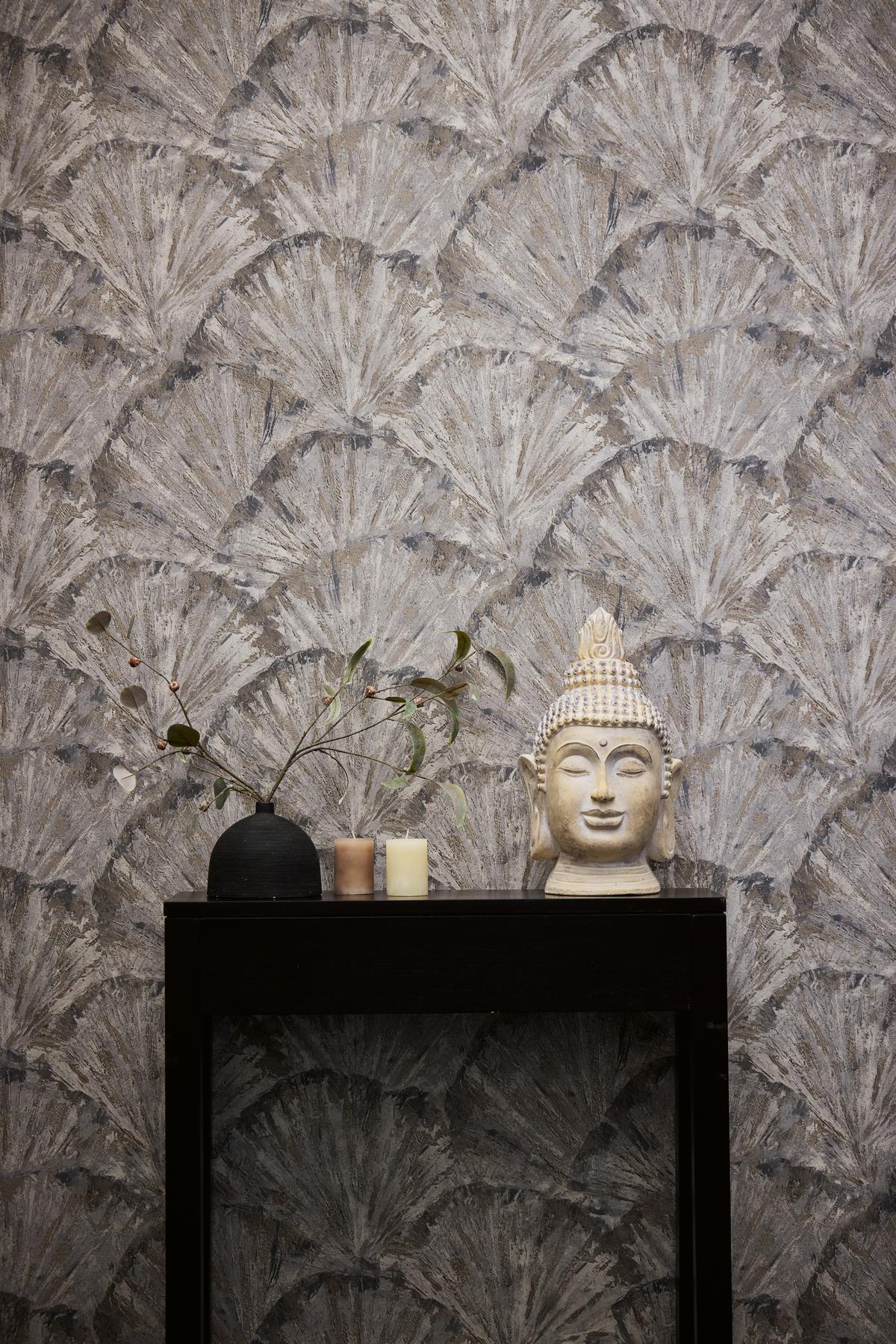 781981_1 Beige non-woven vinyl wallpaper with offset match pattern