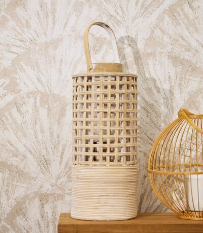 Cream non-woven vinyl wallpaper with elegant pattern