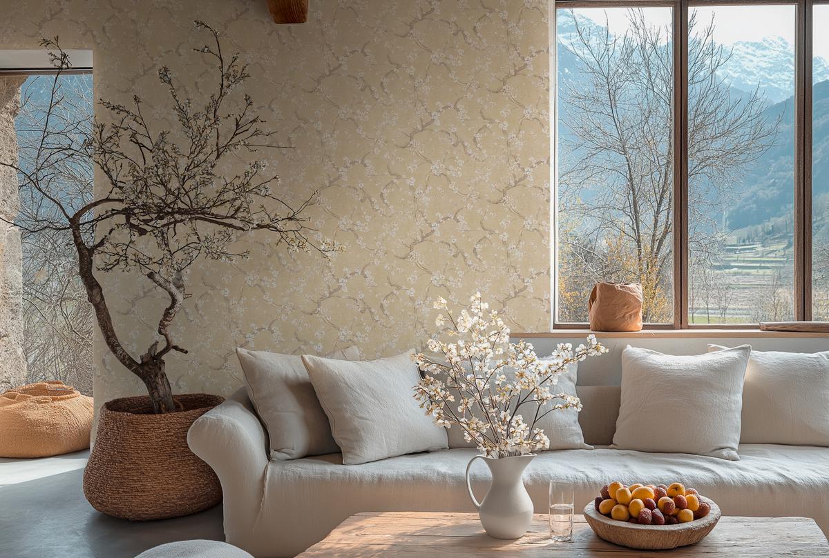 781992_1 Beige non-woven vinyl wallpaper with subtle pattern