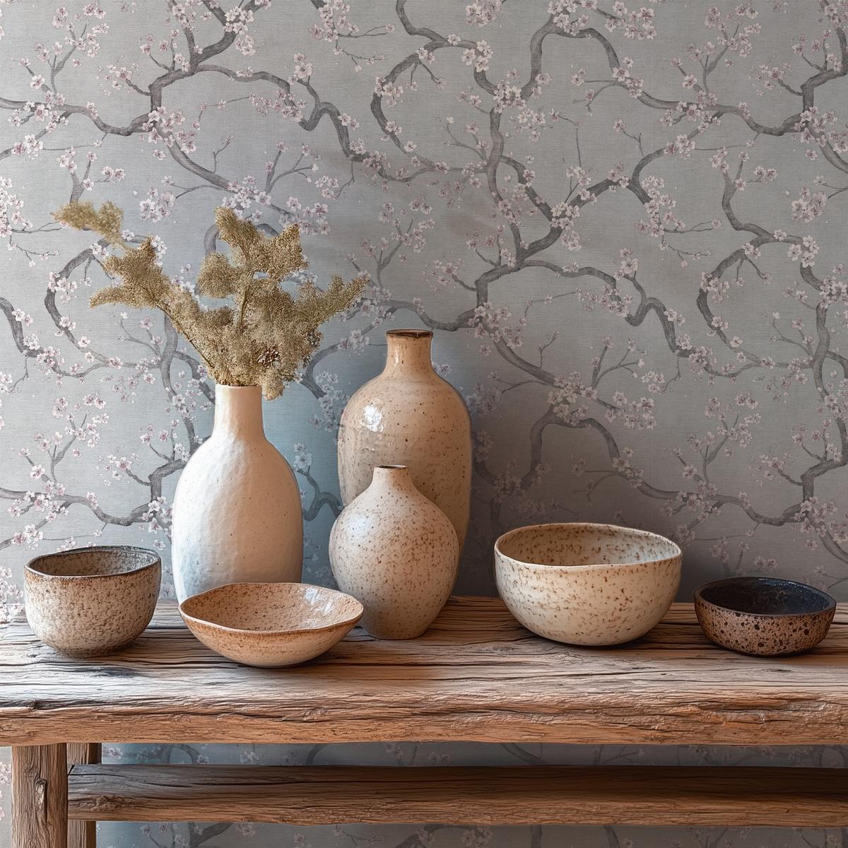 781993_1 Grey non-woven vinyl wallpaper with modern pattern