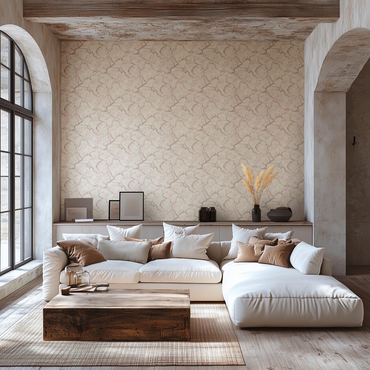 781995_1-1 Cream non-woven vinyl wallpaper with subtle pattern