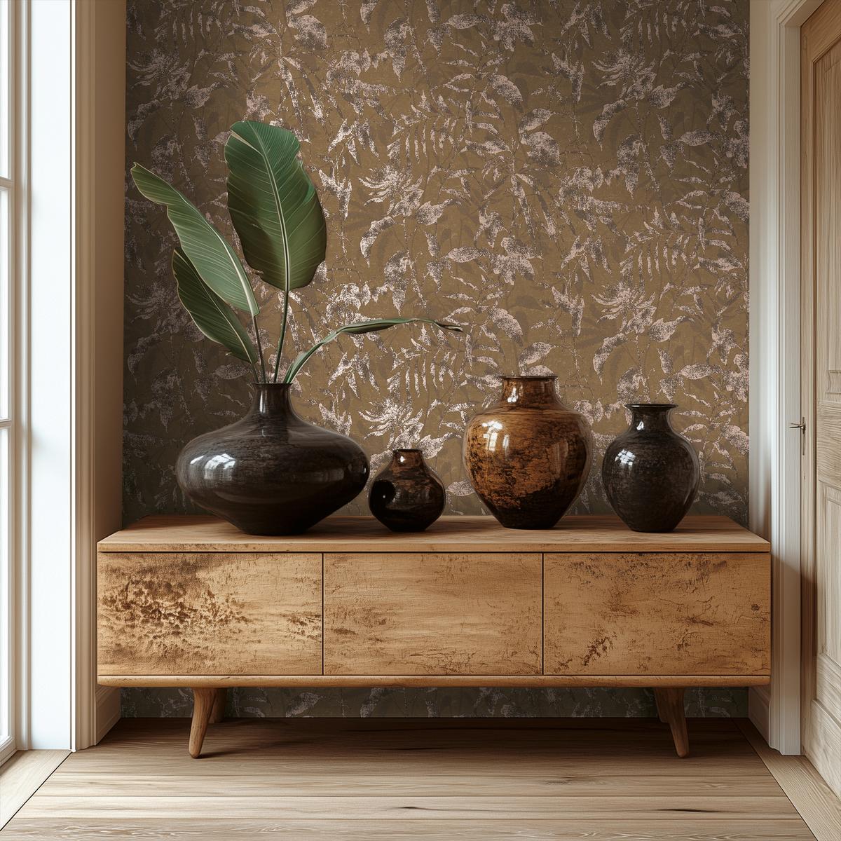 782034_1 Brown non-woven vinyl wallpaper with modern pattern