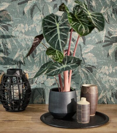 Blue non-woven vinyl wallpaper with modern pattern