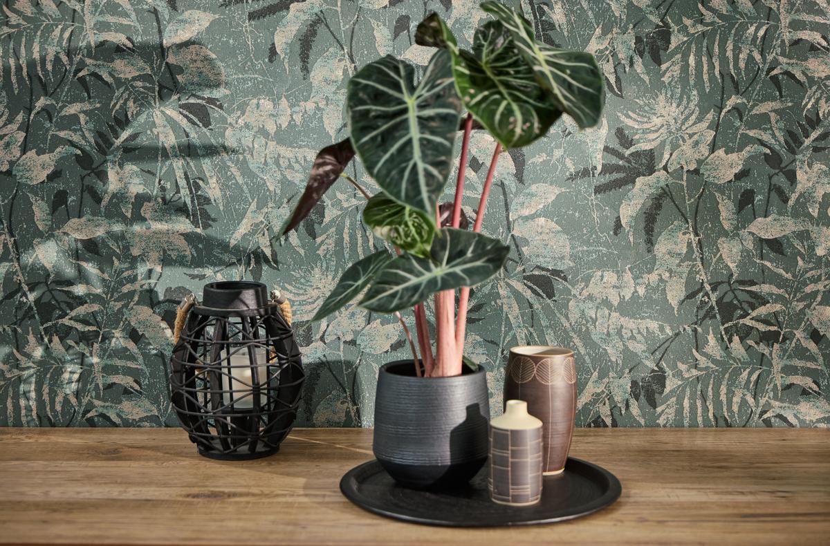 782035_1 Blue non-woven vinyl wallpaper with modern pattern