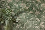 Green non-woven vinyl wallpaper with modern pattern