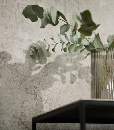 Grey non-woven vinyl wallpaper with offset pattern