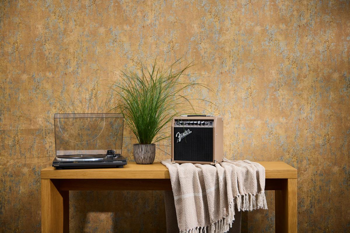 786296_1 Brown non-woven vinyl wallpaper with urban pattern