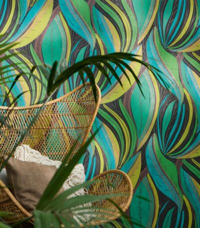 Colorful non-woven wallpaper with vinyl surface
