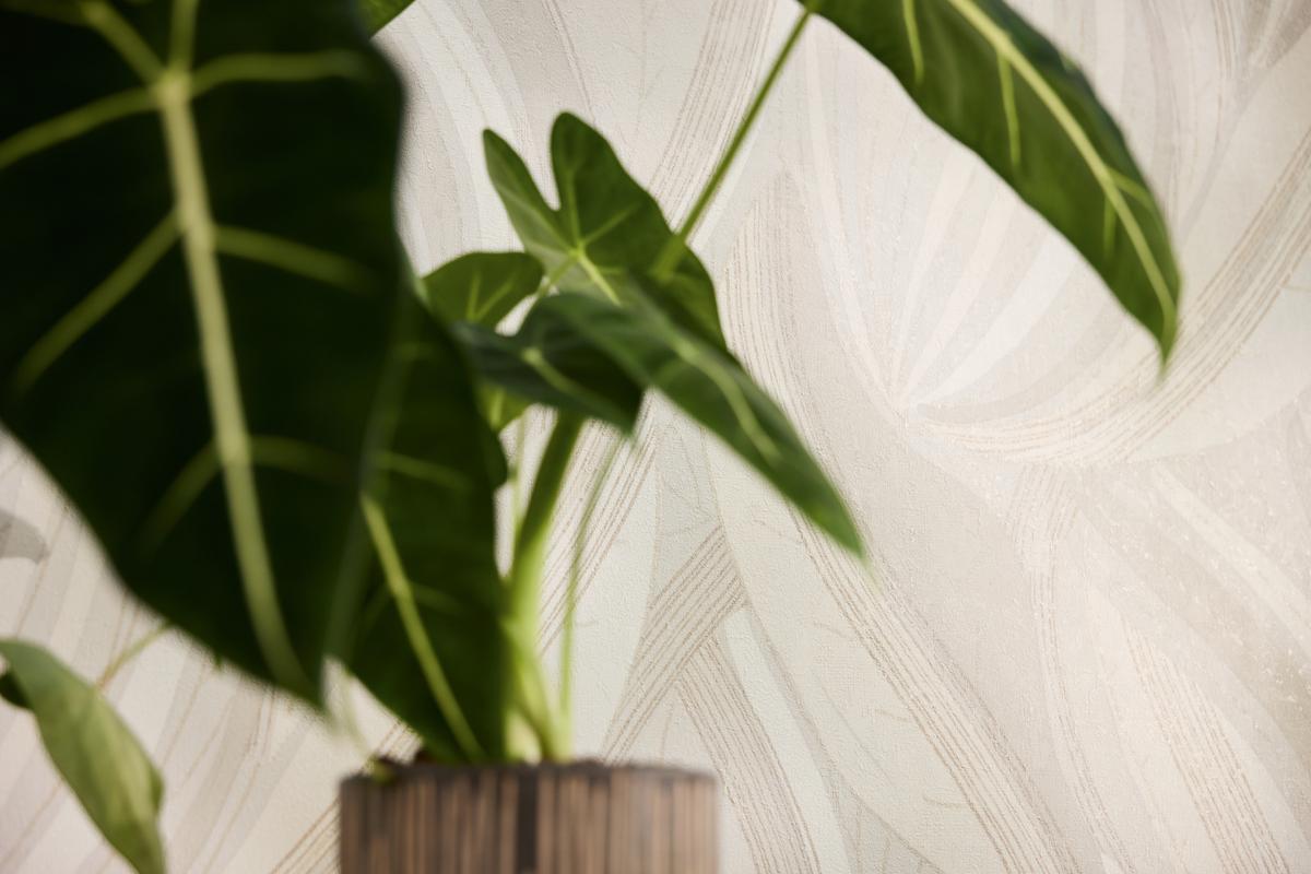 786554_1 Cream non-woven vinyl wallpaper with offset pattern