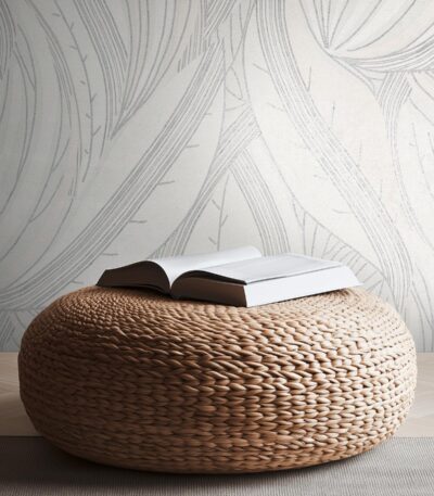 White non-woven vinyl wallpaper with offset pattern