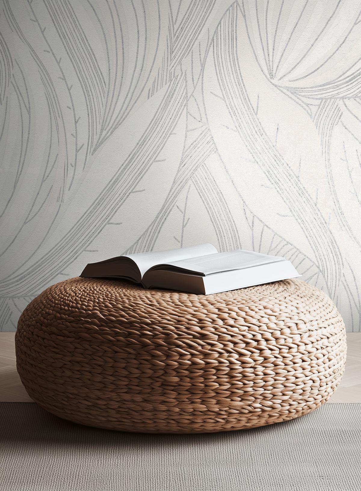 786555_1 White non-woven vinyl wallpaper with offset pattern