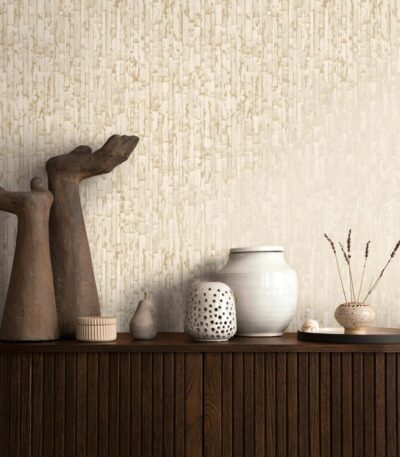 Cream non-woven vinyl wallpaper with free match design