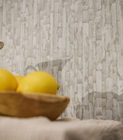 Grey non-woven vinyl wallpaper with free match design