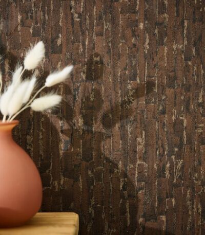 Brown non-woven vinyl wallpaper with free match design