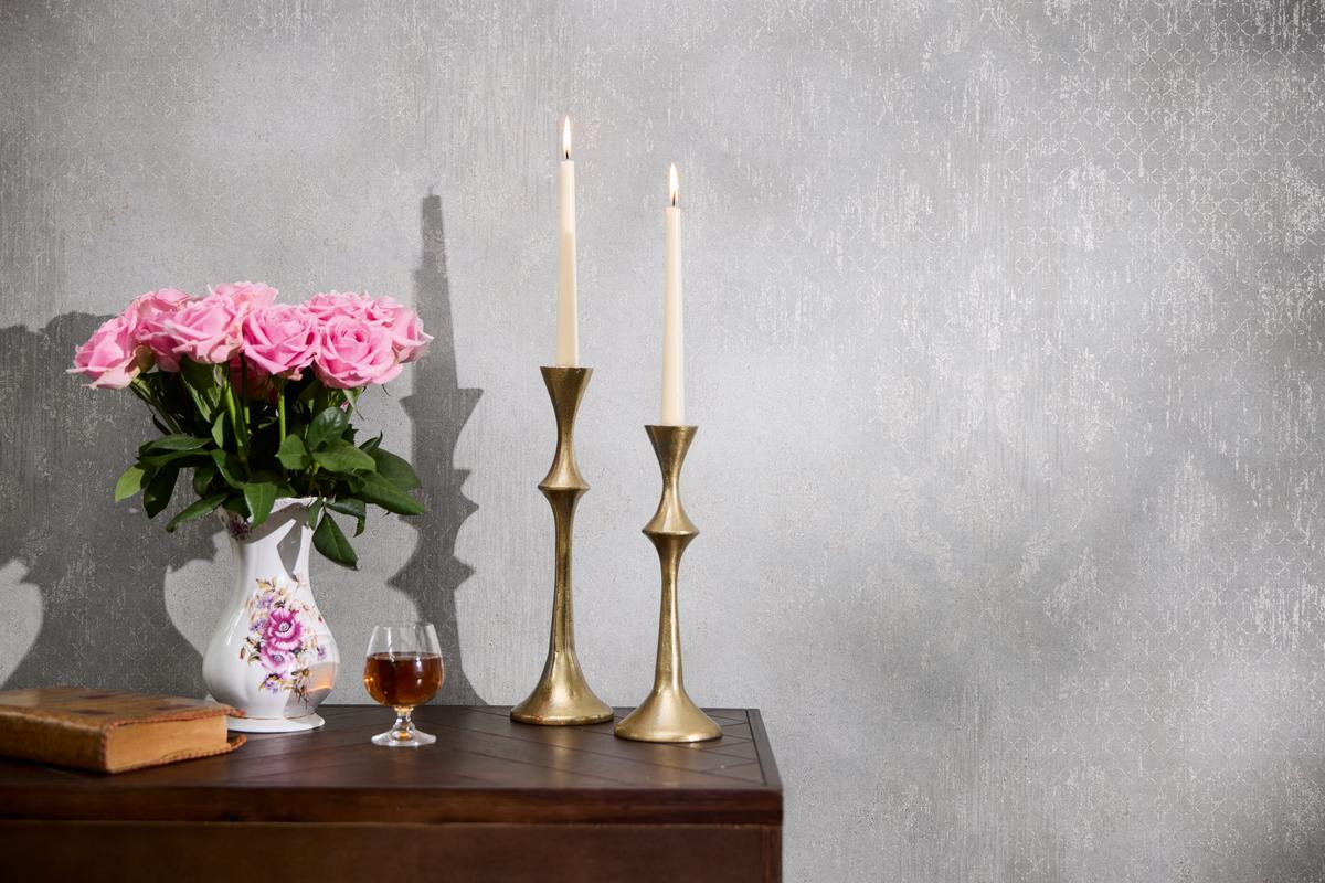 786721_1 Grey non-woven vinyl wallpaper with offset pattern