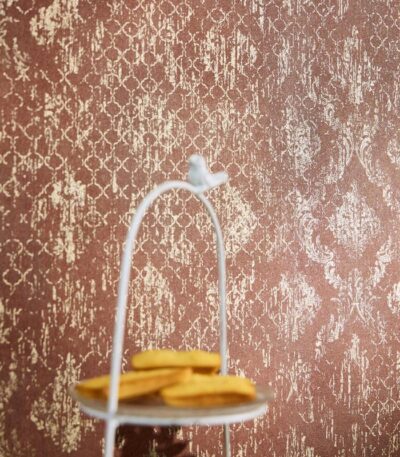 Red non-woven wallpaper with vinyl surface