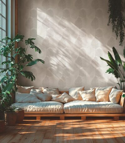 White non-woven vinyl wallpaper with straight match design