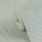 Green vinyl wallpaper in non-woven fabric with pattern repeat