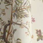 Non-woven vinyl wallpaper in green tone