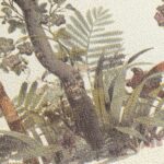 Green patterned non-woven wallpaper for living rooms