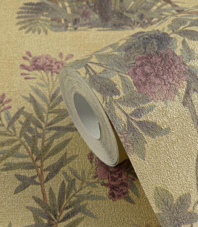 Green non-woven vinyl wallpaper with straight match pattern