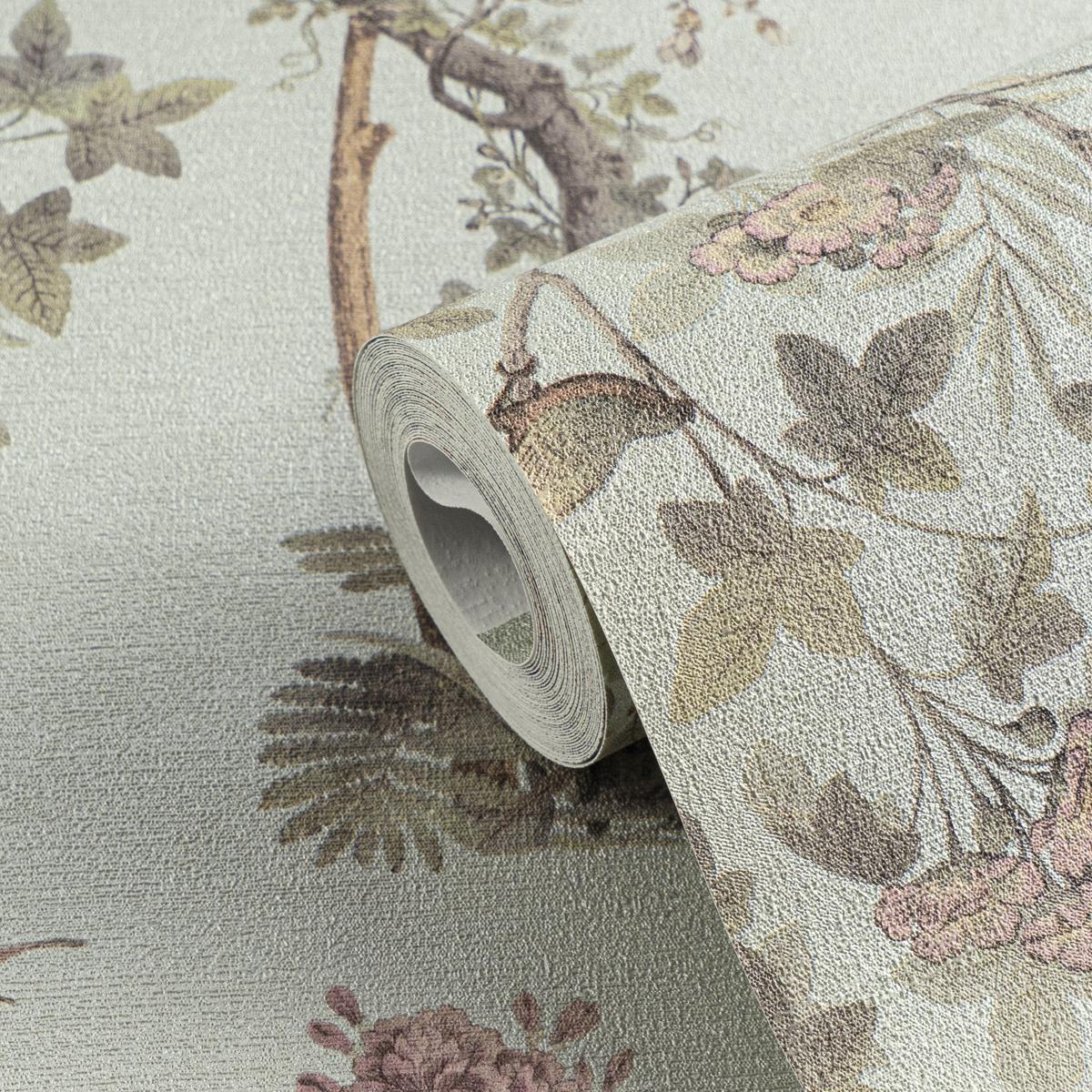 790435_1 Brown non-woven vinyl wallpaper with straight match